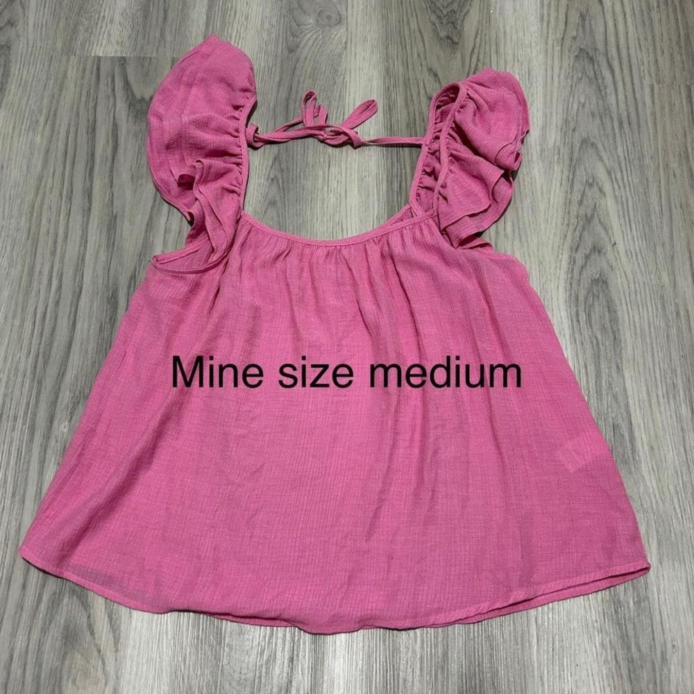 Pink‎ tieback tank ruffle sleeve barbie